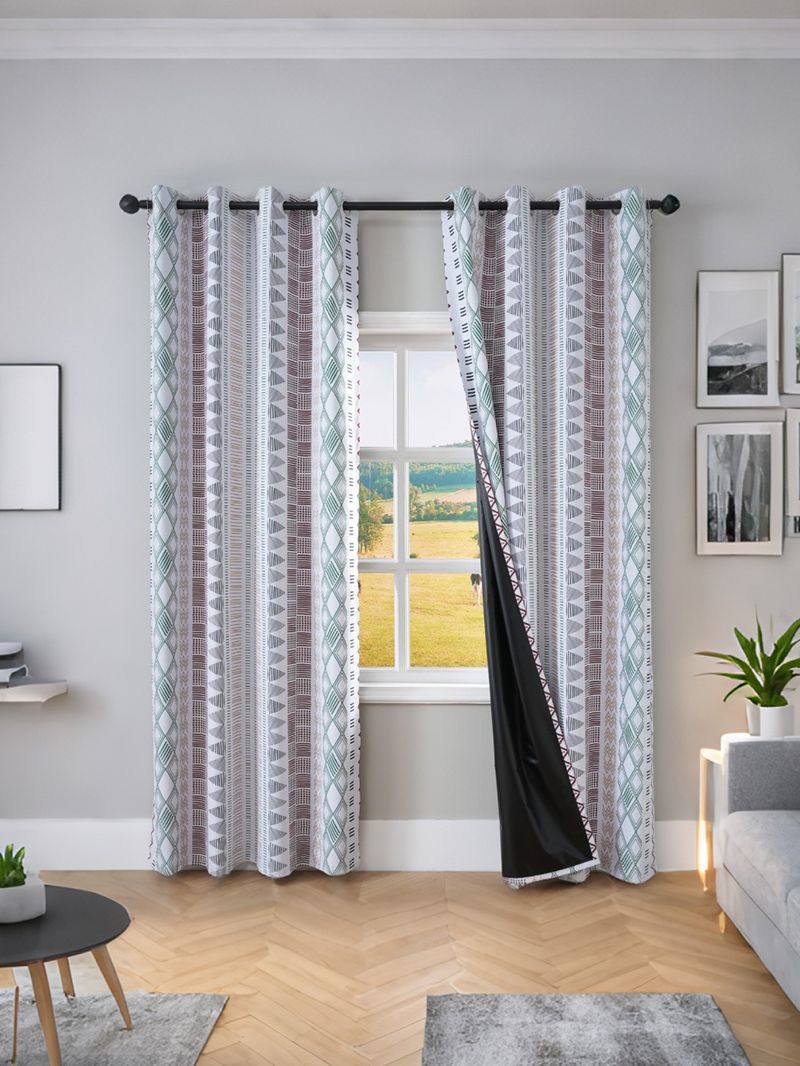 Hochwertige Verdunkelungsvorhänge aus Polyester – skandinavischer geometrischer und floraler Druck, fertige Stangentaschenpaneele für Wohnzimmer, Schlafzimmer und Balkon_voghion.com