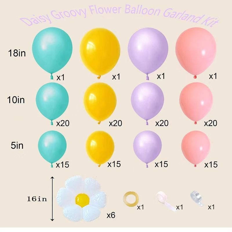 Set di ghirlande di palloncini a forma di margherita, opachi, alla moda, a tema floreale, per feste di compleanno e matrimonio_voghion.com