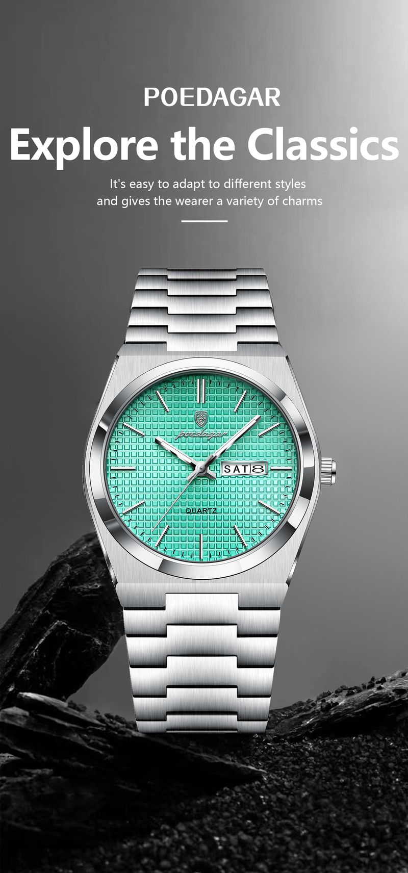 POEDAGAR Top Business Man Watch Luminous Waterproof Stainless Steel Men Wristwatch Date Week Quartz Fashion Casual Men's Watches_voghion.com