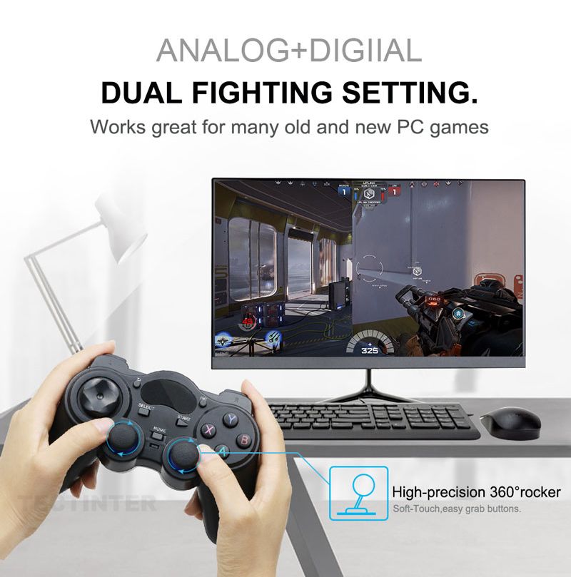 2.4G USB draadloze Android gamecontroller joystick joypad met OTG-converter voor PS3/smartphone voor tablet-pc smart tv-box_voghion.com