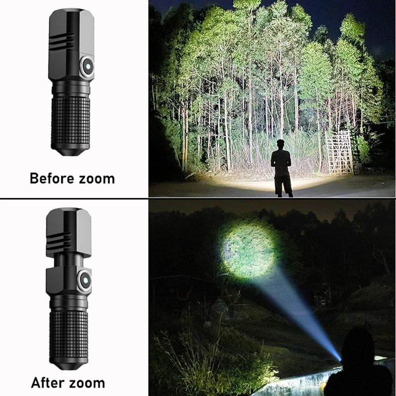 Cross-Border Zoom Aluminum Alloy Mini Portable Strong Light Outdoor P50 Rechargeable Multi-Function Flashlight Wholesale_voghion.com