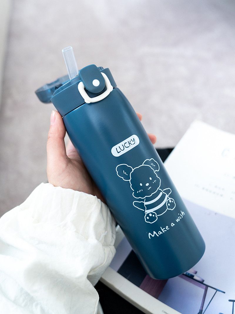 Thermos de dessin animé pour enfants - Gobelet mignon avec paille_voghion.com