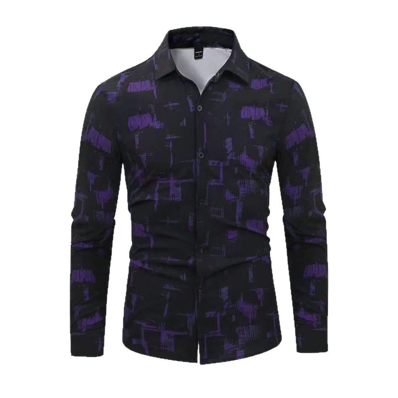 Camicia da uomo primavera e autunno, stampa digitale, traspirante, sottile, versatile, per il pendolarismo quotidiano._voghion.com