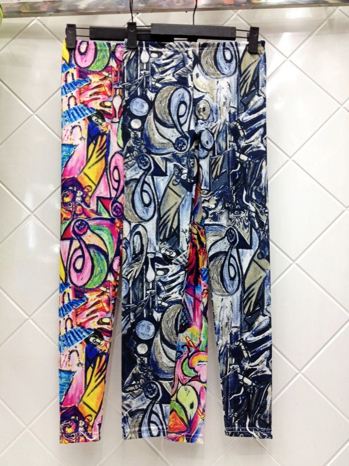 Oljemålning för kvinnor med graffititryckta leggings utrikeshandel niopunktsbyxor partihandel leggings_voghion.com