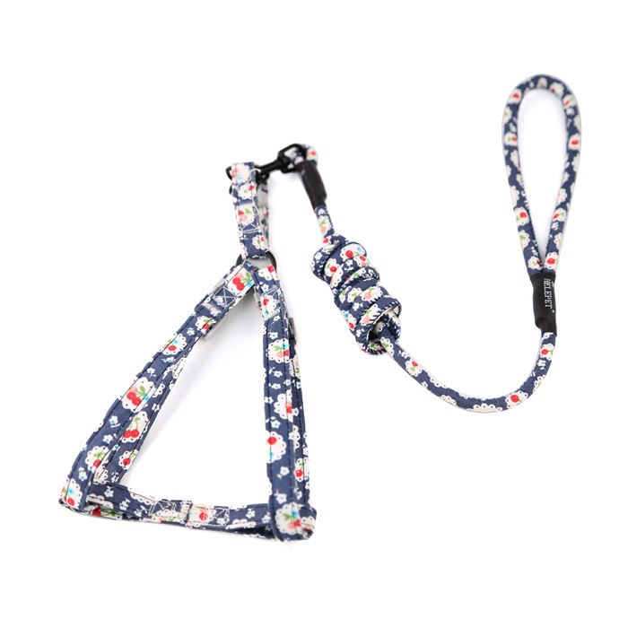 Arnés para perros pequeños y medianos con correa de pecho floral de estilo japonés, suministros para mascotas Hele_voghion.com