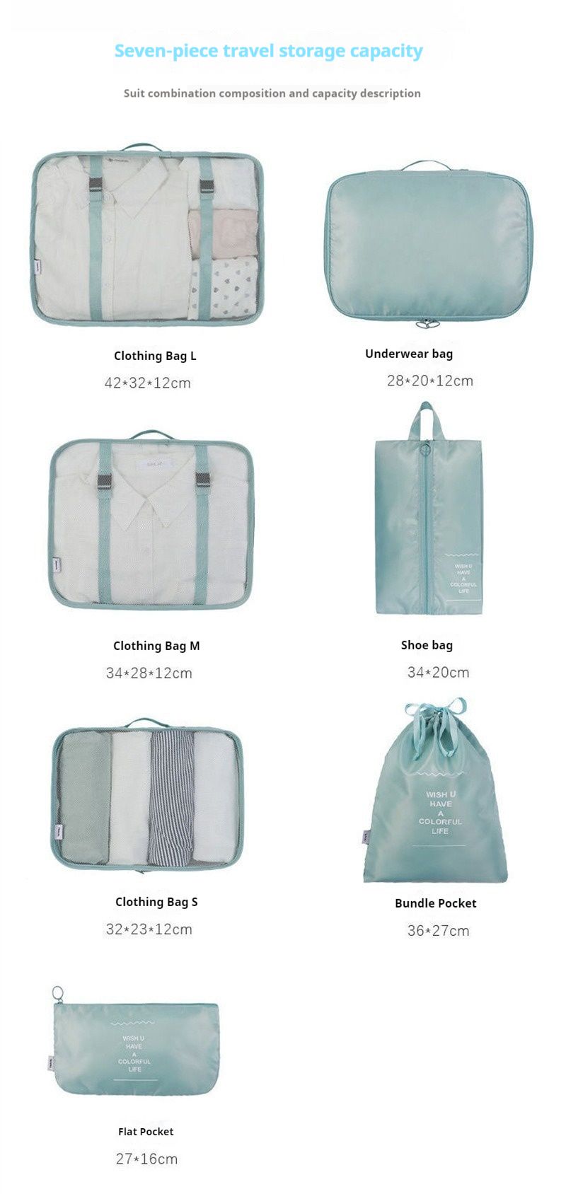 Storage bag for luggage, travel set, multifunctional packaging, six piece set, seven piece set, clothing sorting bag_voghion.com