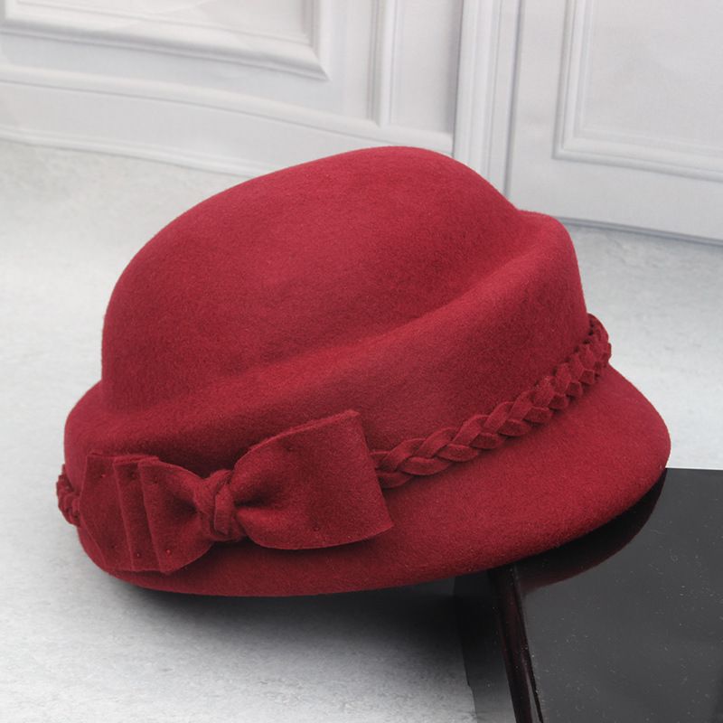 Bianzi Bowknot Woolen Beret British Style Styling Hat Women's Autumn And Winter Fashion Casual Duckbill Cap_voghion.com