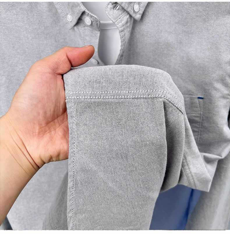 Camicia casual classica da uomo - 100% cotone, maniche lunghe, con bottoni (bianco/blu navy/blu/grigio, taglie dalla M alla 4XL, traspirante e versatile per l'uso quotidiano)_voghion.com