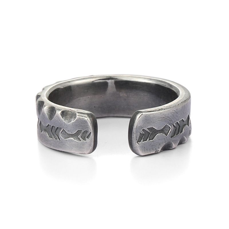 Fischgrätenmuster Persönlichkeit Pfeil Einstellbare Offene Textur Symbol Ring_voghion.com