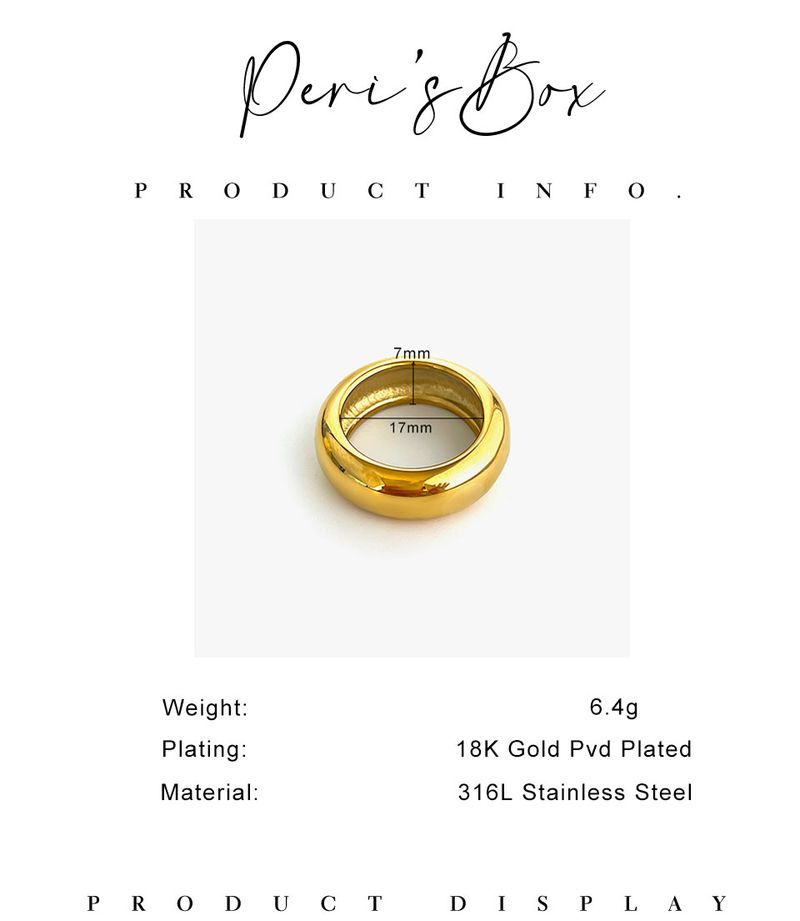 Peri'sbox Minimalista Liscio Oro Argento Placcato Anelli Larghi per Donna Uomo Acciaio Inossidabile Anti-Appannamento Impilabile Moda_voghion.com