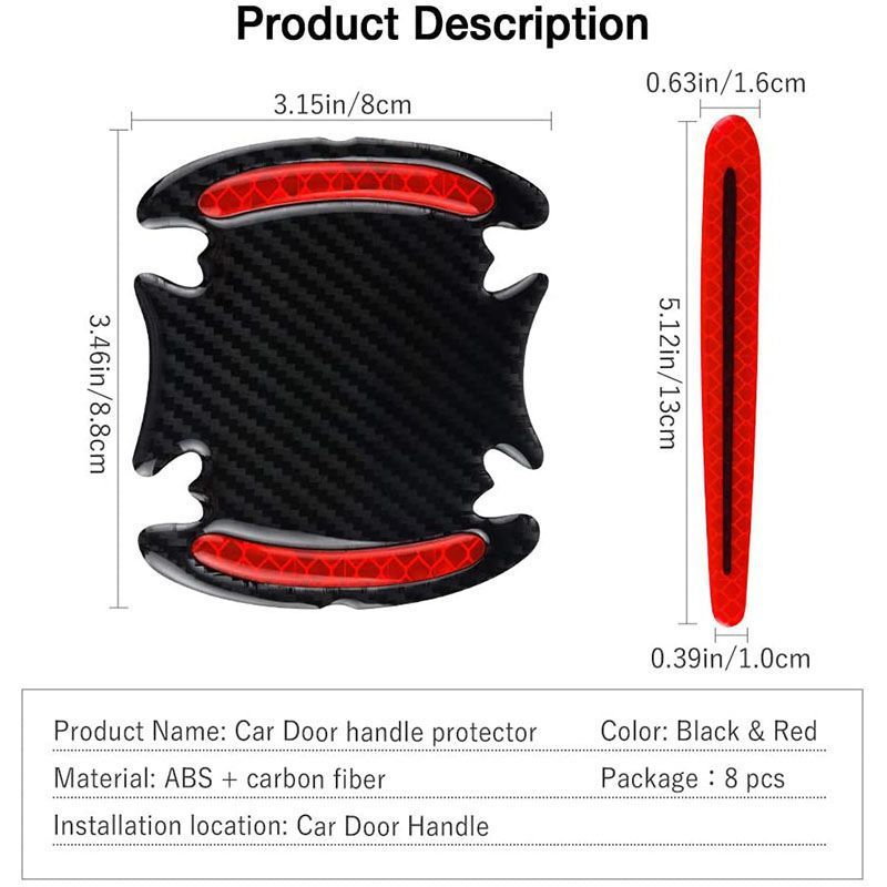 3M Automotive Door Handle Protector - Carbon Fiber Texture Anti-Scratch Film With Night Reflective Strips (Pre-Cut Universal Kit)_voghion.com
