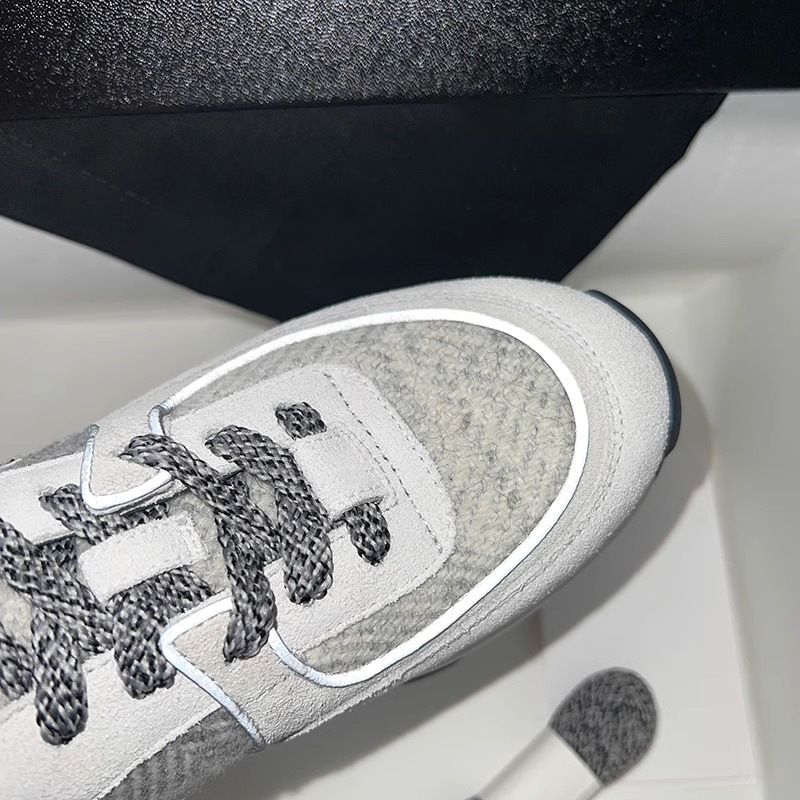 【Versione High Board】Scarpe sportive riflettenti in lana con motivo grossolano, suola spessa, da donna, patchwork, lacci aumentati_voghion.com