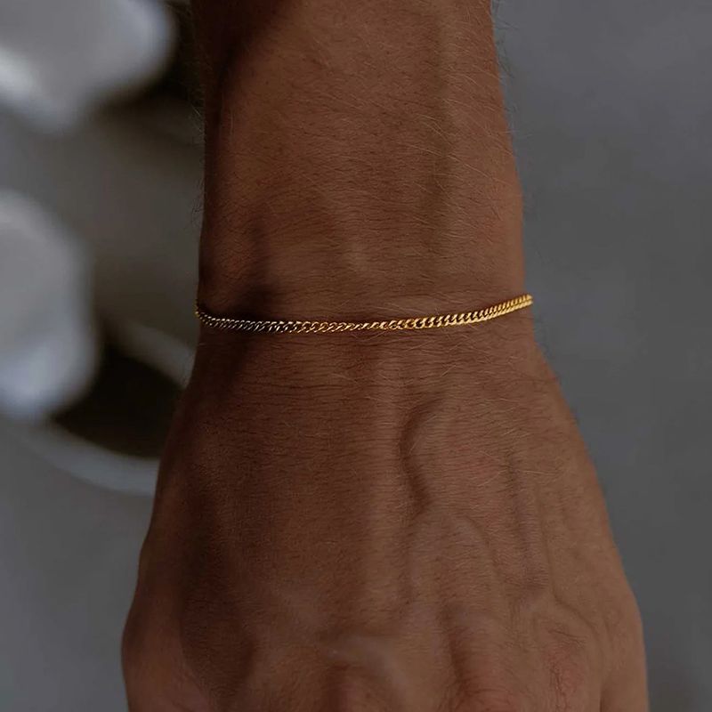 Herensieraden Roestvrijstalen Cubaanse kettingarmband Eenvoudig temperament Verstelbare niet-vervagende handsieraden_voghion.com