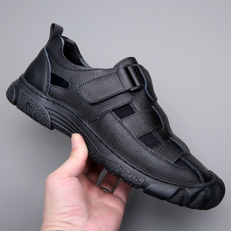2025 neue Sommer Hohl Sandalen Leder Atmungsaktiv Anti-slip Outdoor Wandern Casual herren Clogs Modische Hundert Casual Täglichen Tragen Komfortable_voghion.com