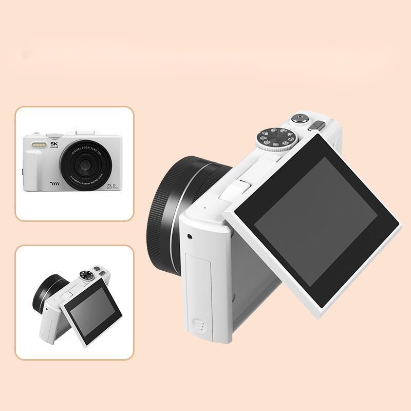 Cámara de vídeo digital CCD sin espejo para estudiantes, 5K HD, para viajes, pantalla abatible, conexión directa por WIFI_voghion.com