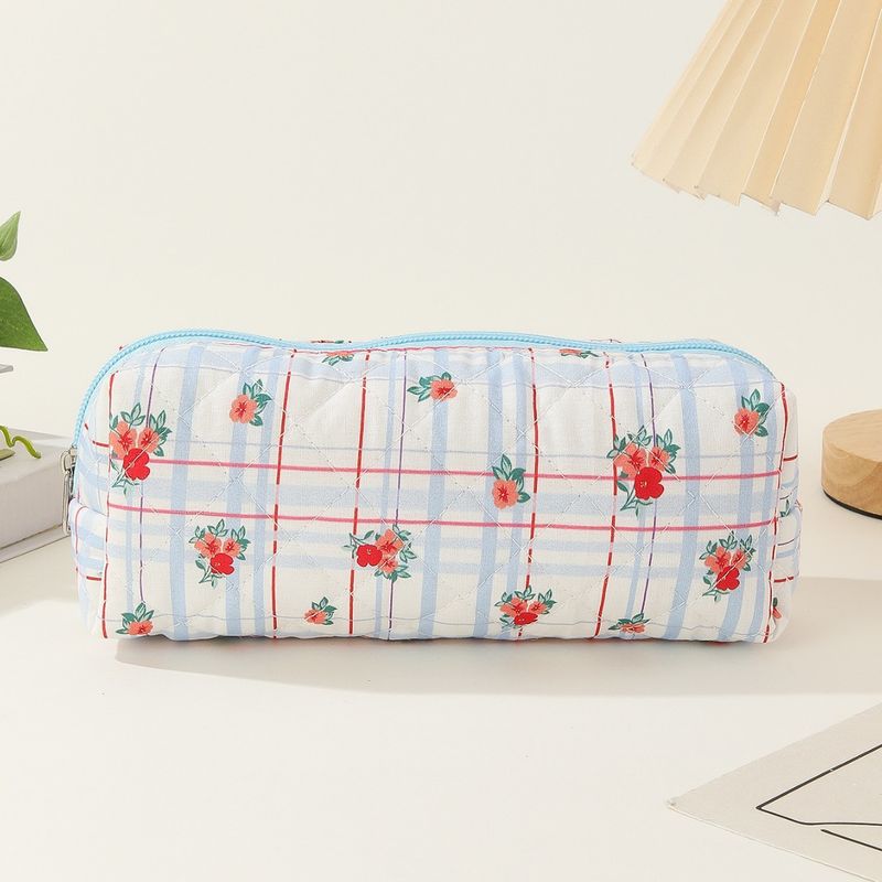 Quilted Cotton Pencil Case Makeup Brush Travel Storage Bag Small Floral Portable Cute Internet Celebrity Ins Bag_voghion.com