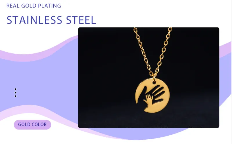 Hot Sales Skyrim Baby Hand Necklace Mother Kid Child Chain Family Mom Gift for Woman Man Stainless Steel Pendant Jewelry Fashion_voghion.com