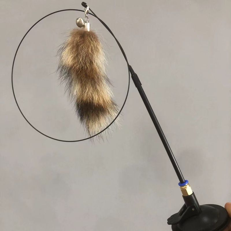 Bacchetta Teaser per gatti, auto-intrattenimento, coda di piume di volpe, giocattolo da masticare in sisal resistente, testa di ricambio_voghion.com