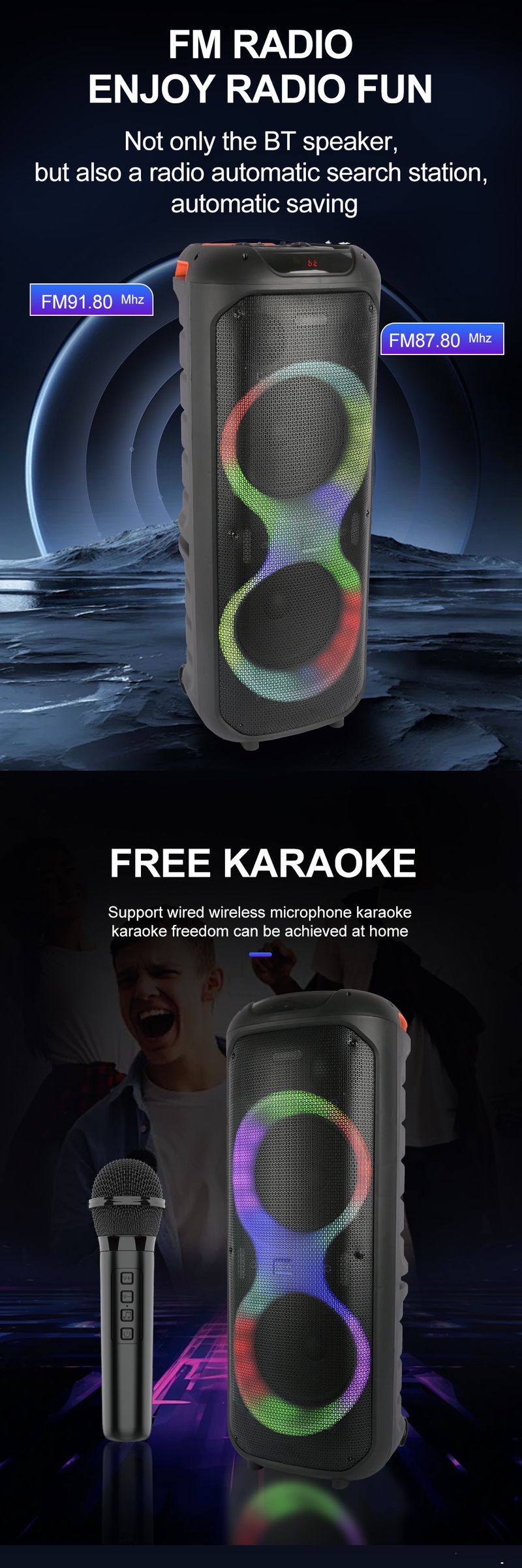 ZQS10215 Dual 10-inch High-power Bluetooth Speakers For Home Outdoor Gathering Team Building Karaoke Big Stereo_voghion.com