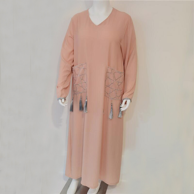 Dámské šaty, ležérní muslimské šaty v dubajském stylu abaya, dámské šaty z Blízkého východu_voghion.com