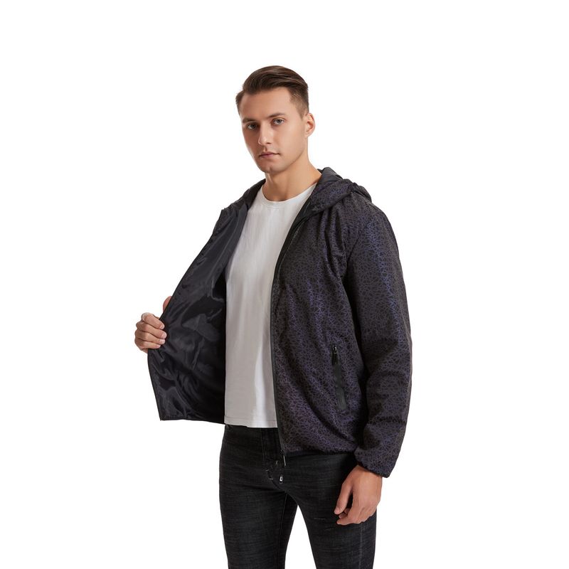 Men's Clothing Spring and Autumn Personalized Colorful Pattern Full Reflective Jacket Outdoor Sports Jacket Men's Hooded Laser Night Vision Jacket_voghion.com