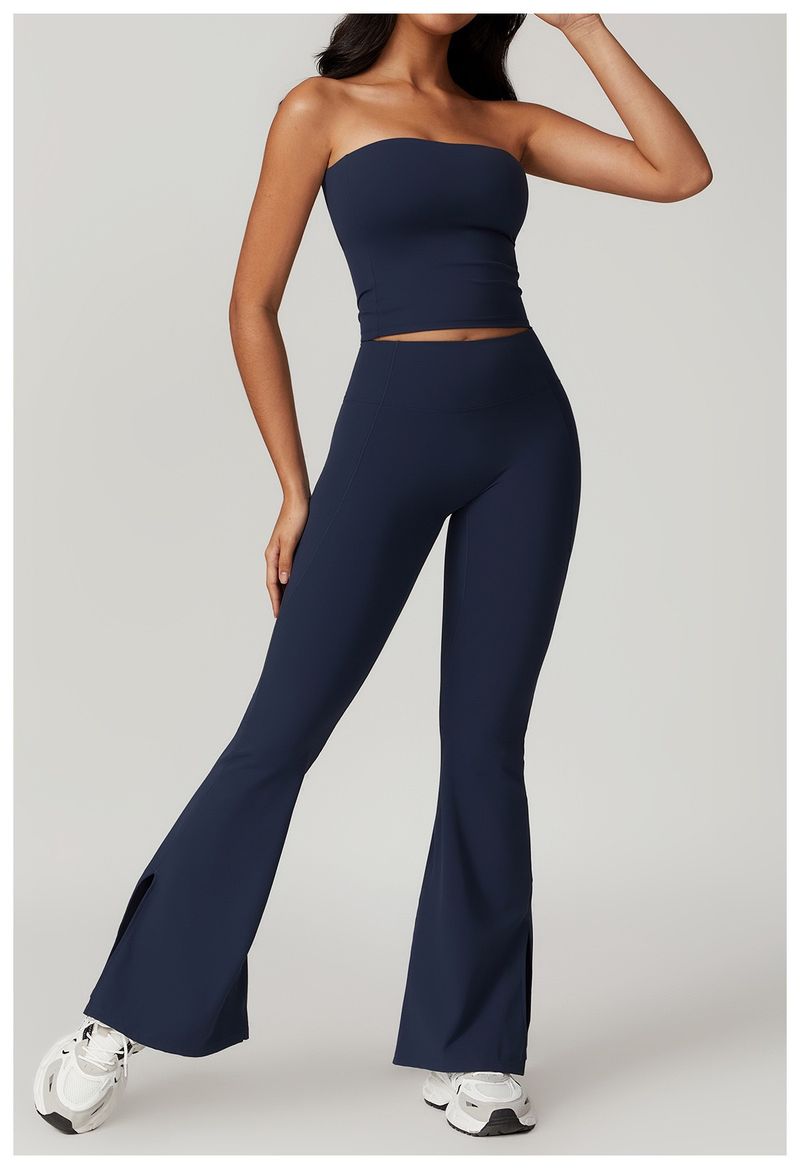 Set di due pezzi per allenamento e corsa in palestra e yoga da donna, con elastico e sollevamento fianchi spazzolato_voghion.com