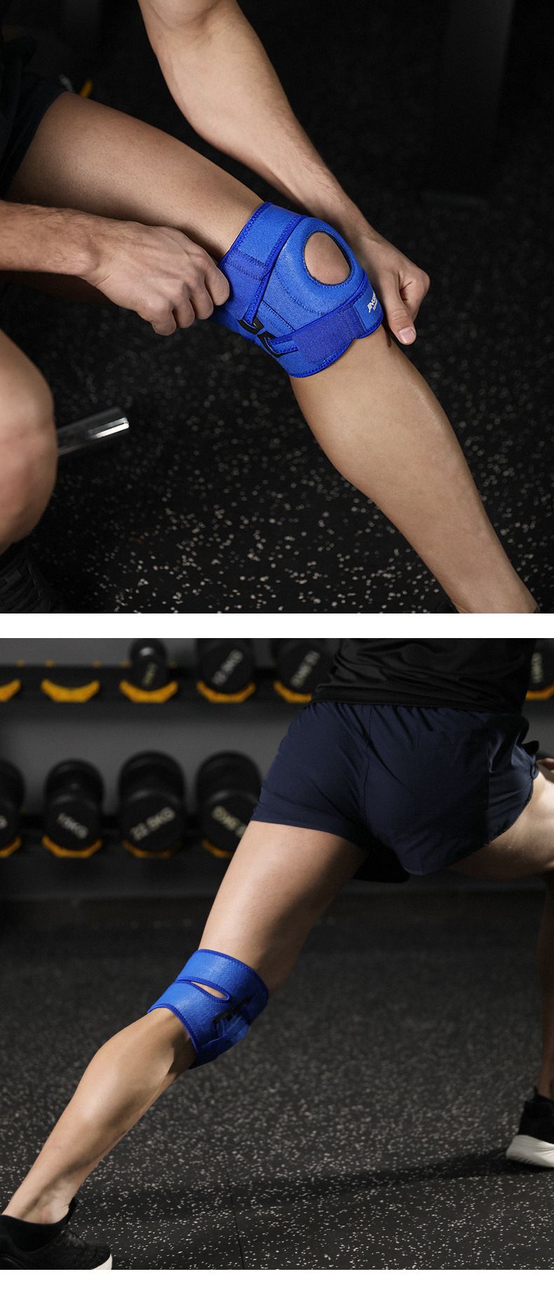 Ginocchiera a compressione JINGBA per corsa, basket, ciclismo e sport – Supporto traspirante, antiscivolo e ammortizzante (grigio/nero/pelle/blu)_voghion.com