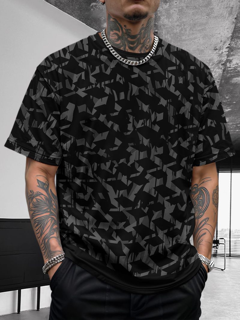 Nuovo design estivo da uomo, retrò, comodo, casual, elasticizzato, slim, basic, a maniche corte_voghion.com