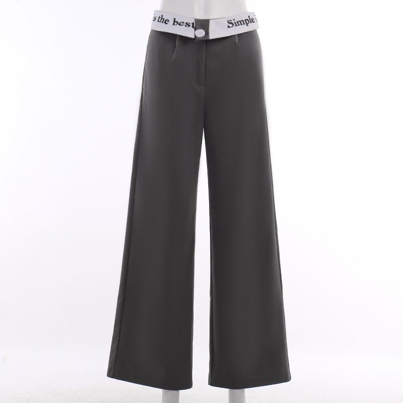 Women's Fashionable Casual Versatile Commuting Solid Color Trousers High Waist Straight Printed Contrast Color Trousers For Women_voghion.com