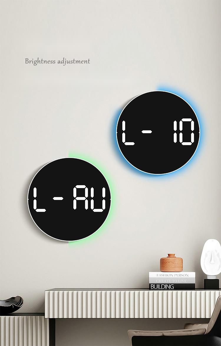 New Living Room Wall With Night Light Electronic Multifunctional Home Temperature Humidity Silent Clock 6672_voghion.com