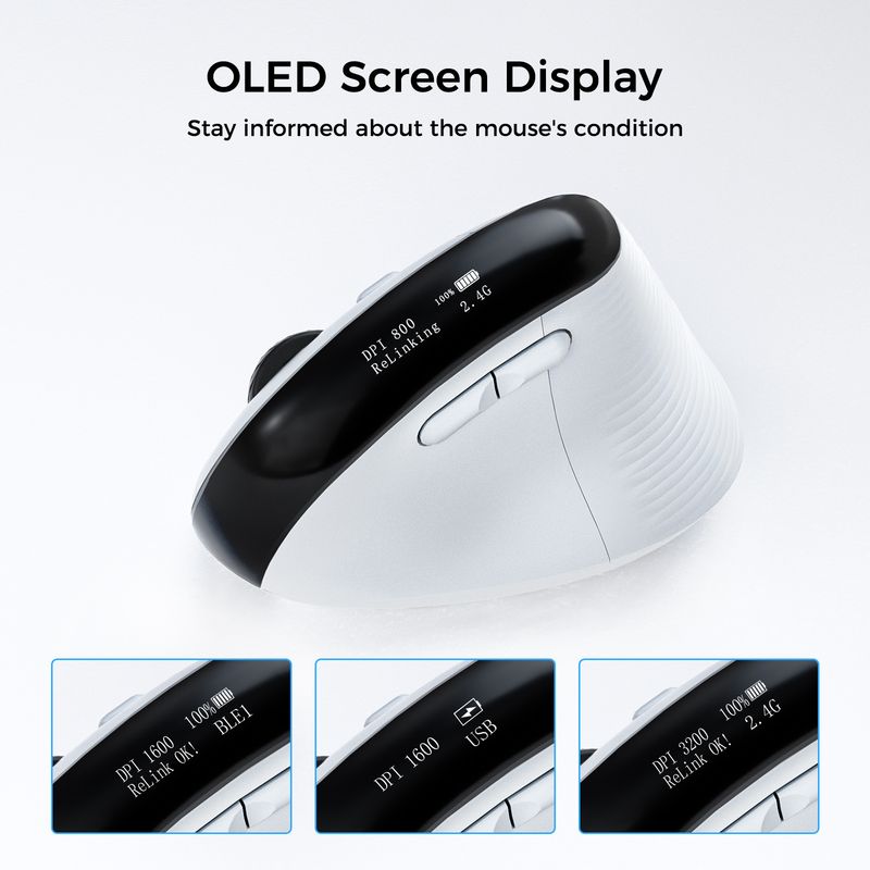 Carefully Selected Wireless Bluetooth Ergonomic Vertical High-End Business Mouse Screen Display Suitable For Office Use_voghion.com