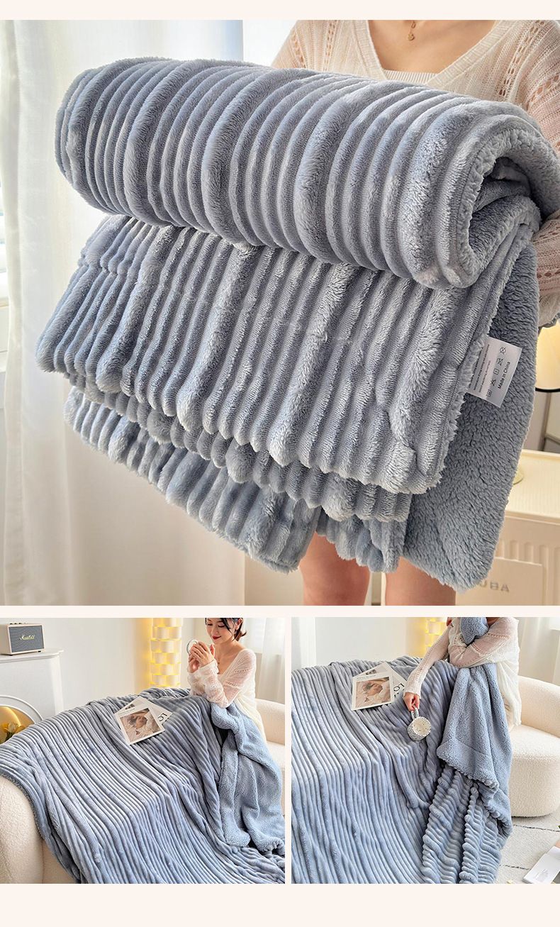 Manta polar sherpa de doble capa de estilo nórdico: lujosa, gruesa y suave, ideal para sofá, oficina, siesta y decoración del hogar (150 x 200 cm, beige/gris)_voghion.com