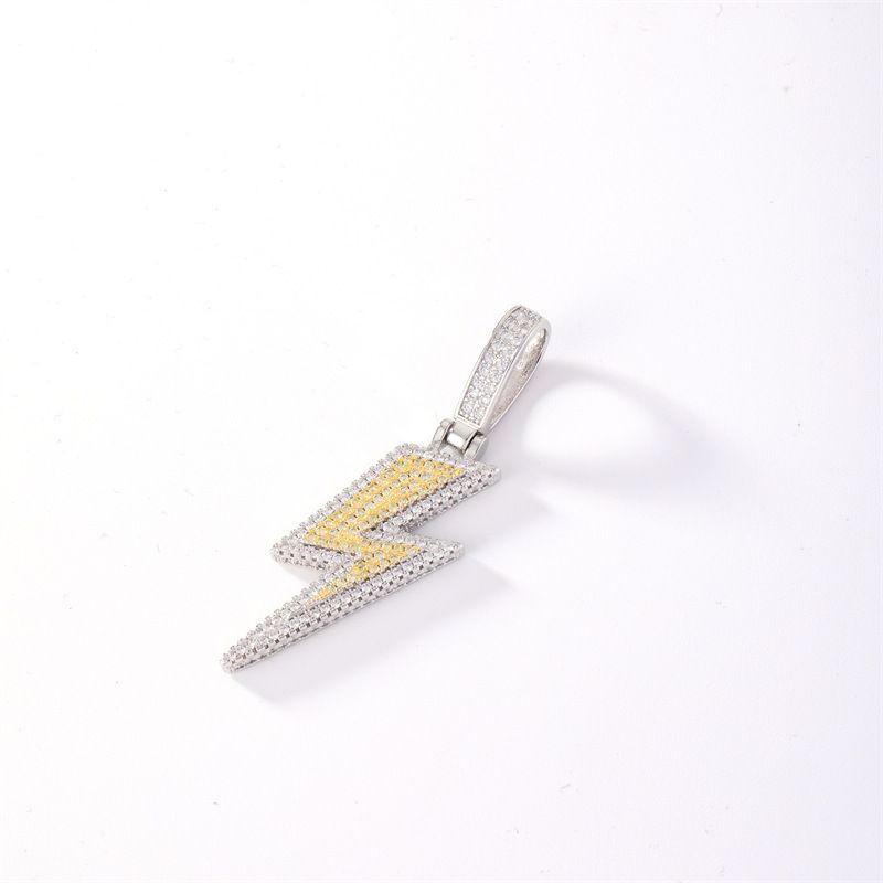 hip hop lightning pendant necklace copper inlaid zircon simple all-match Universal Cool style necklace pendant pendant_voghion.com