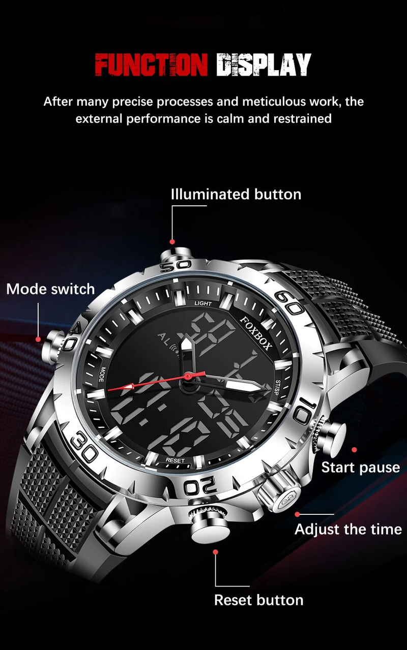 Orologi da uomo Orologio da polso da uomo d'affari luminoso con doppio display Orologio da uomo al quarzo sportivo con cinturino in silicone autentico_voghion.com