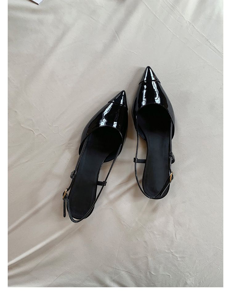 Schaffell-Version ~ Atemberaubendes Echtleder mit spitzer Spitze für Damen, Sommer-High Heels, Katzenabsatz, Pantoletten im französischen Stil, klein_voghion.com