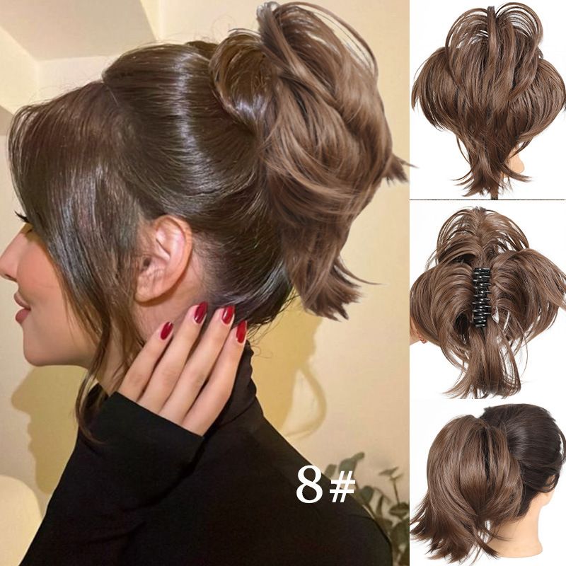 Ponytail extensions, claw clip straight bun Messy bun 25cm105g with flexible wire hair piece_voghion.com