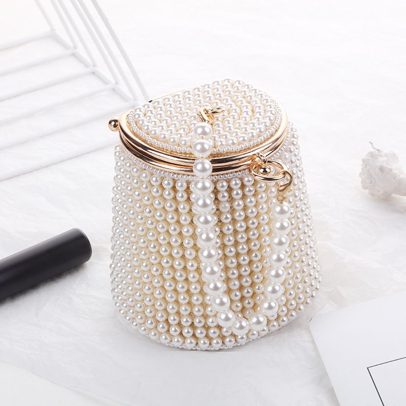 New Internet Celebrity Mini Handbag Evening Niche DIY Pearl Bucket Bag_voghion.com
