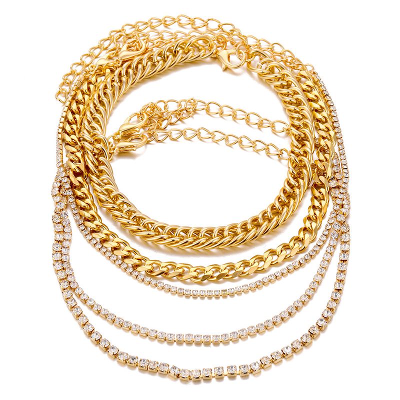 personality retro thick chain anklet set ins cold style retro anklet bracelet set female_voghion.com