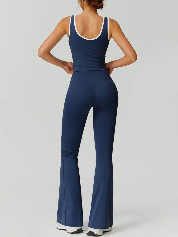 2025 New Fitness Hip Lift Barely There Tight High Elastic Yoga Flared Pants Casual Sports Set For Women_voghion.com