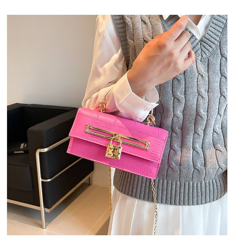 Women's Stylish And Versatile Small Square Shoulder Bag - Crossbody & Handheld For Daily Use, PU Leather With Alligator Texture, Magnetic Closure_voghion.com