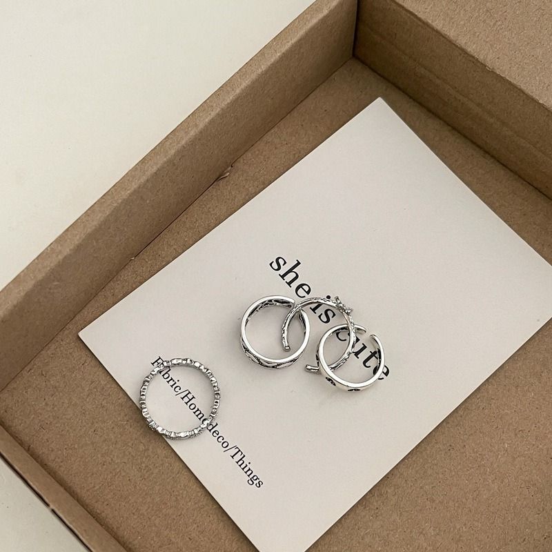 Super bello stile ins amore retrò anello in argento placcato rame per le donne, apertura regolabile, semplice anello sottile impilabile da ragazza_voghion.com