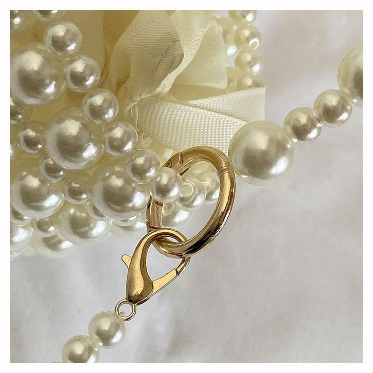 Mini Bag Pearl Handbag New Woven Bag Celebrity Retro Beaded Bucket Bag Shoulder Messenger Bag_voghion.com