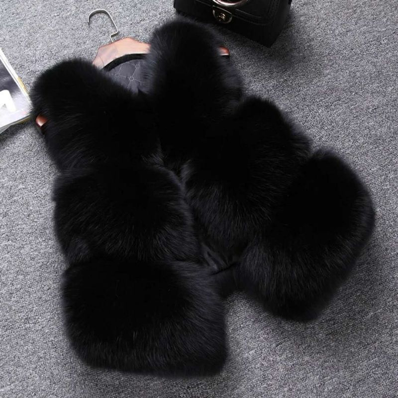 Women's Clothing Faux Fur Vest Winter Warm Faux Leather Sleeveless Jacket Casual Streetwear Coat_voghion.com