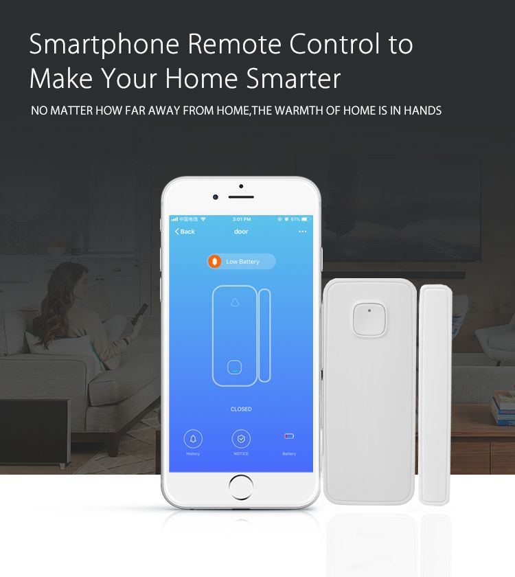 Tuya Smart Wifi Door Sensor Open / Close Detector App Notification Battery Operated Support Alexa Google Home No Need Hub_voghion.com