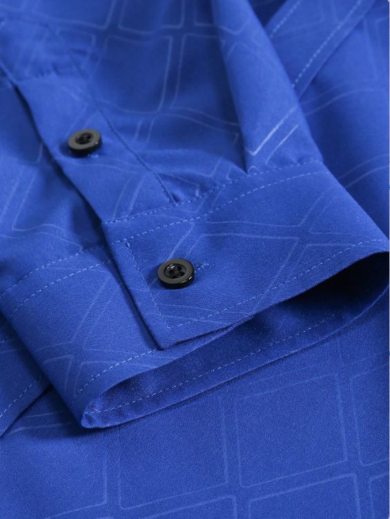 Camicia casual a quadri scuri a maniche lunghe da uomo_voghion.com