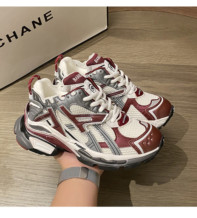 Casual Net Red Style Paris Summer New Thick Soled Mesh Breathable Leather Old Shoes Women Increase Height And Look Thin_voghion.com