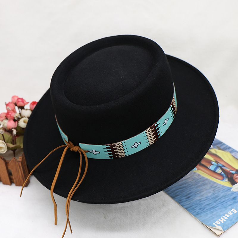 cappello da cowboy da festa da donna con top in lana e nylon ad anello, cappello a cilindro riccio in stile europeo e americano_voghion.com