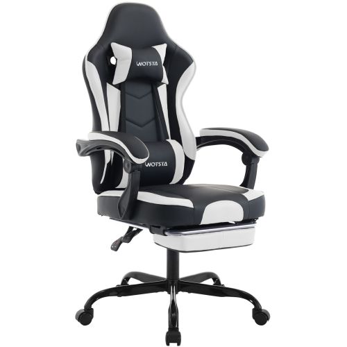 Gaming Chair Computerstuhl Ergonomischer Gaming Stuhl Mit Fußstütze Bürostuhl Ergonomischer Computerstuhl Mit Lendenwirbelstütze SchwarzWeiß_voghion.com