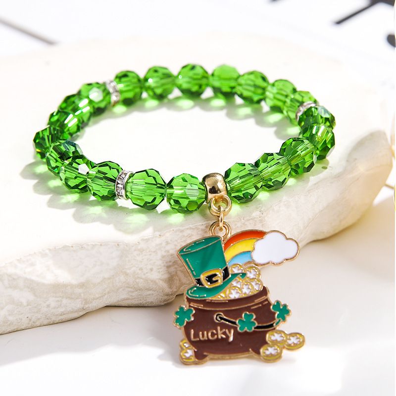 St. Patrick beaded bracelet niche pearl acrylic bracelet alloy pendant jewelry_voghion.com