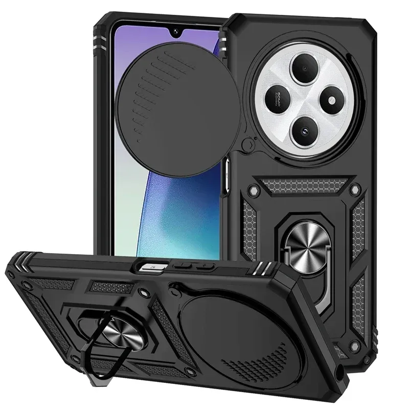 Per Xiaomi Redmi 14C 4G Custodia Armatura Antiurto Copertura Lente Scorrevole Per Redmi14C Supporto Magnetico Per Auto Custodia Ad Anello Per Redmi 14C Funda_voghion.com